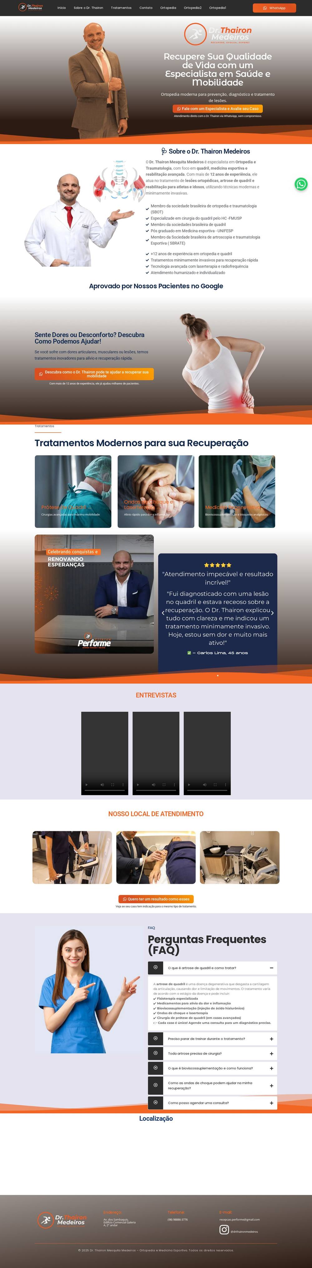 Dr. Thairon Medeiros — Ortopedia & Quadril